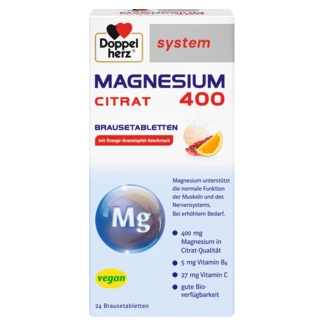Abbildung der Produktverpackung Doppelherz system MAGNESIUM 400 CITRAT BRAUSETABLETTEN Frontansicht